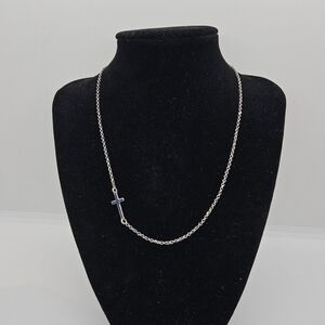sterling silver chain with off-center cross
